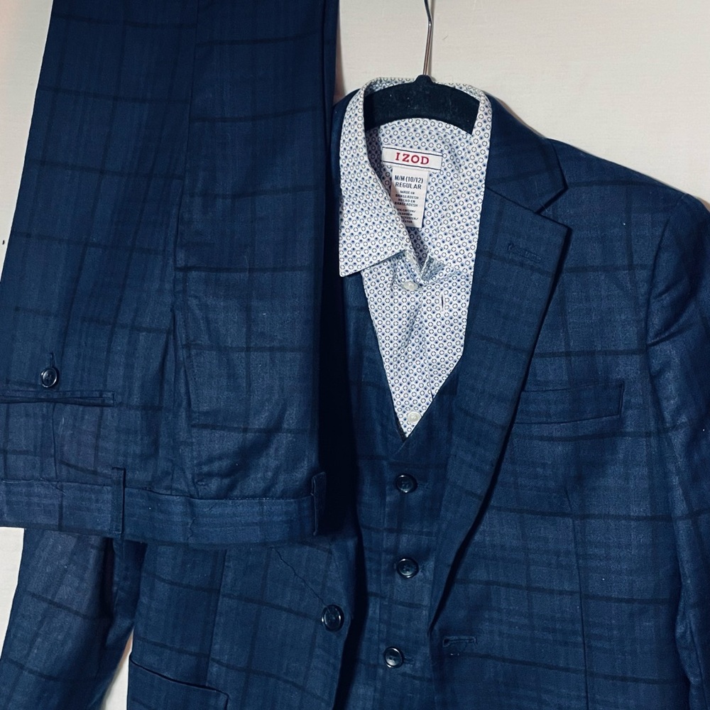 Isaac Mizrahi Men's Navy Checkered Suit